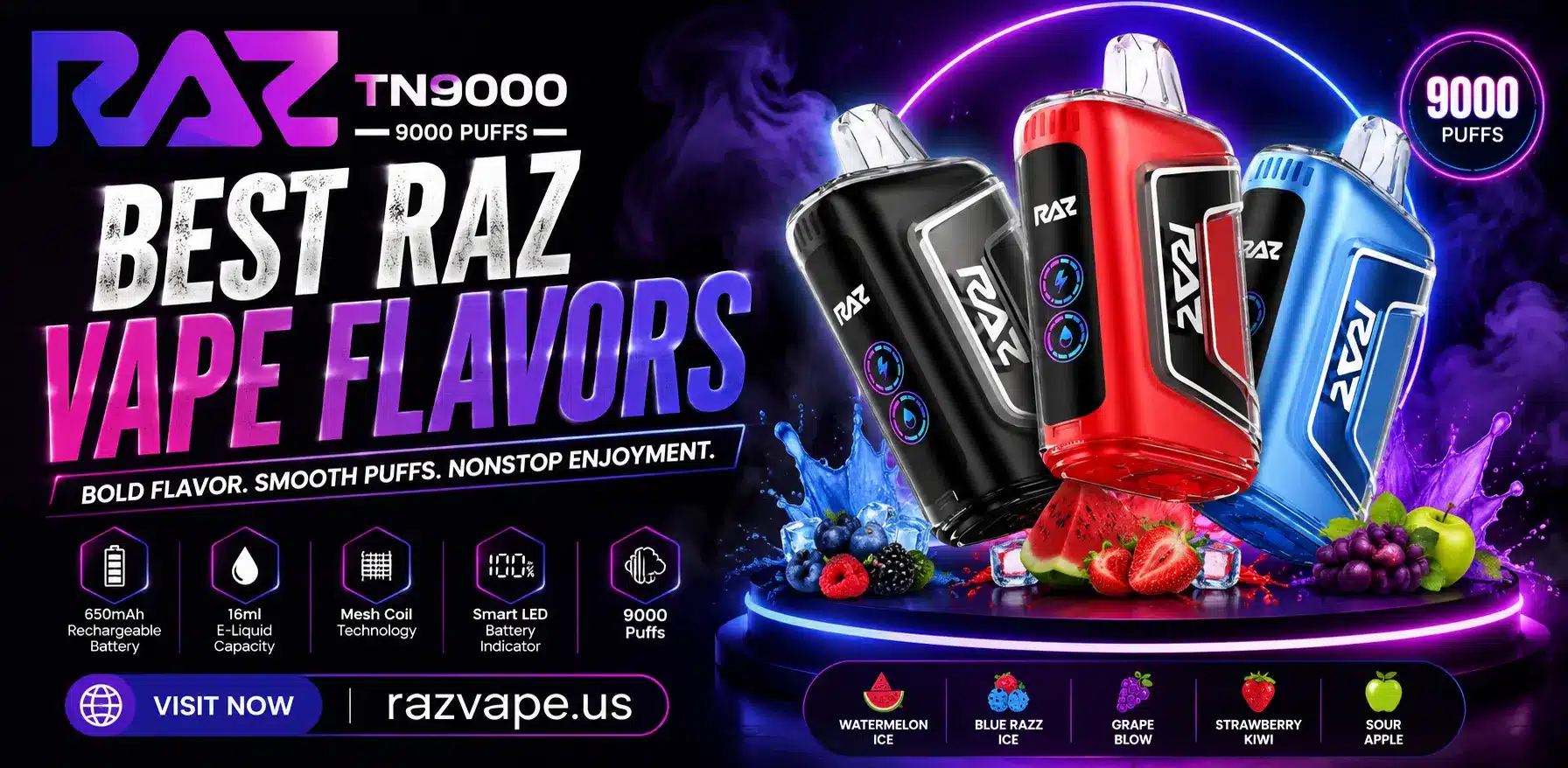 Best Raz Vape flavors lineup showing assorted disposable vape devices