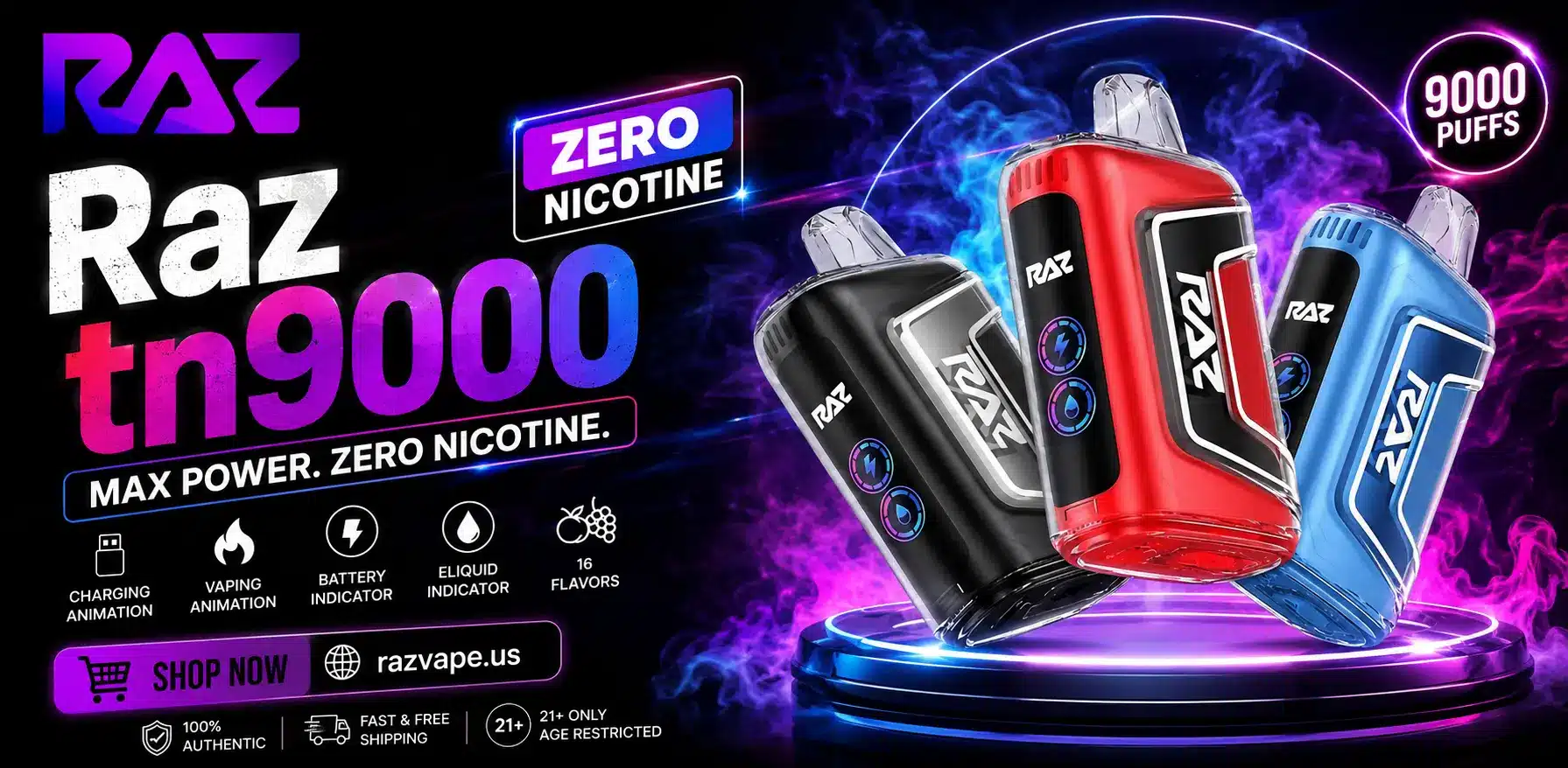 RAZ TN9000 disposable vape featuring a sleek compact design and modern high-capacity vaping device.